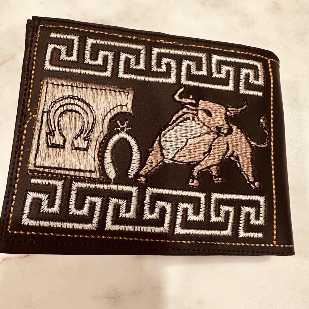 Black and Brown Money Clip with Greek Key Design